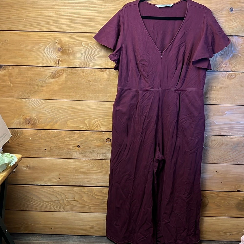 Wayward Fancies  eShakti 2X‎ 20w Plus Size women's Jumpsuit Maroon Wide Leg Y2K